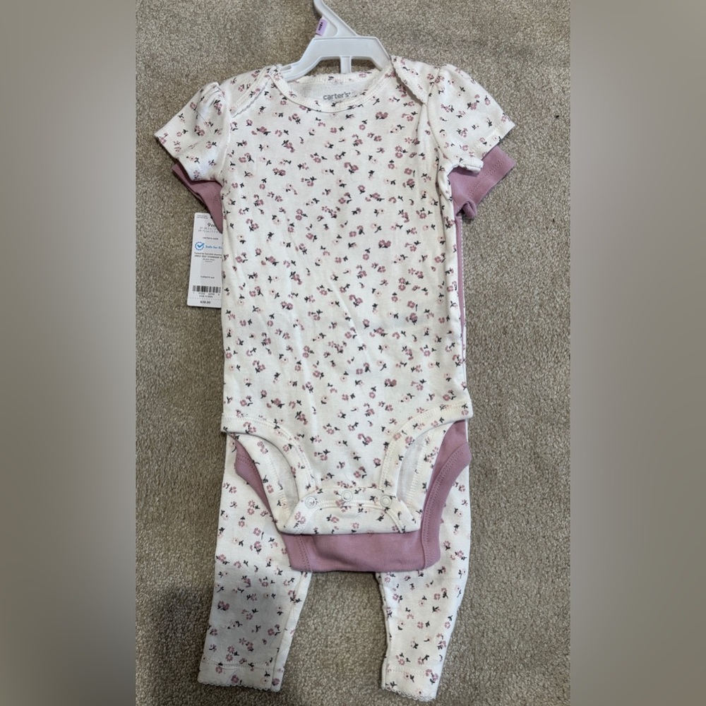 Carters Floral Baby Onesies Set